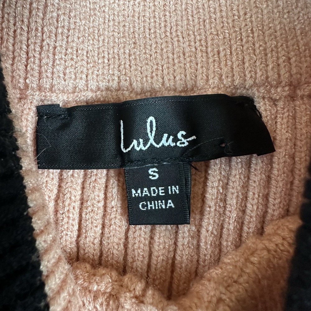 Lulus Sweater Skirt Women's S Pink Black Trim Ribbed Knit Body Con - Picture 2 of 7